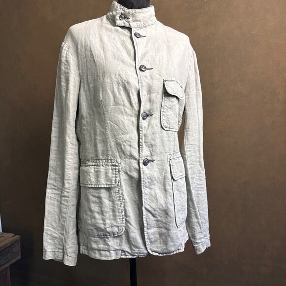 Armani Jeans Men’s Linen Blazer Jacket EU 48 US Small Gray Casual AJ 81 - Picture 2 of 16